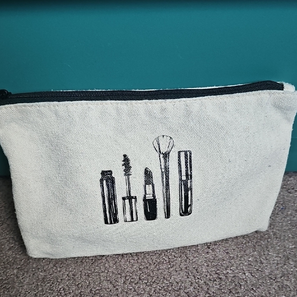 Canvas Makeup Pouch with Cosmetic Print